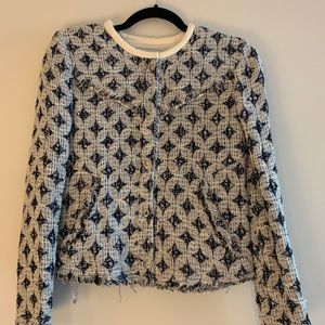 IRO handy knit jacket frayed trim 36